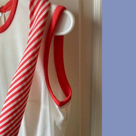 Vintage Bleeker Street Hot Coral and White Dress - Picture 4 of 10